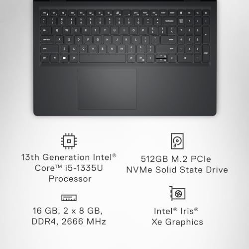Image of Dell Inspiron 3530 Laptop - 15.6-inch FHD (1920 x 1080) Touchscreen Display, Intel Core i5-1335U, 16GB DDR4 RAM, 512GB SSD, Intel Iris Xe Graphics, Windows 11 Home - Carbon Black