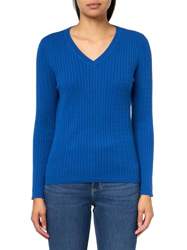 Image of Tommy Hilfiger Adaptive Women's Cotton Vneck Cable Lightweight Sweater