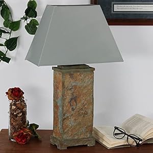   Sunnydaze-24-Outdoor-Table-Lamp-Weather-Resistant-Natural-Slate-Light-for-Indoor-or-Outdoor-Use-Cotton-Lampshade-Set-of-2