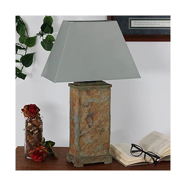   Sunnydaze-24-Outdoor-Table-Lamp-Weather-Resistant-Natural-Slate-Light-for-Indoor-or-Outdoor-Use-Cotton-Lampshade-Set-of-2