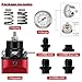 PQY Adjustable EFI Fuel Pressure Regulator Kit 3-70PSI with AN8 Feed Port and AN6 Return Port (red+black)
