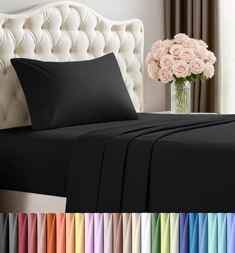 Image of Utopia Bedding Twin XL Sheets - 3 Piece Bedding - Brushed Microfiber - Shrinkage and Fade Resistant - Easy Care (Twin Extra Long Black)