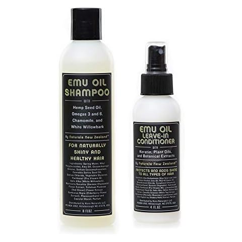 Emu Oil Shampoo and Leave-in Conditioner Set Sulfate Free with Special Keratin Cover