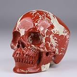 MR.SKULL 5,1 cm roter Jaspis Kristallschädel dekorative Statue Kristall Heilstein Statue handgeschnitzte menschliche Totenkopf-Skulptur, Heimdekoration, Statue, Totenkopf-Dekor