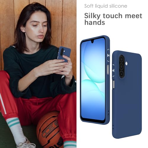 Image of YATWIN Silicone Case for Samsung Galaxy A17 4g /5g, Soft-Touch, Shockproof, DustProof, Antiskid Phone Cover for Samsung Galaxy A17 4g /5g - Dark Blue