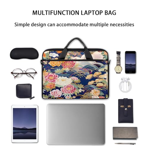 Funda para laptop de 15 pulgadas con diseño de flores y hojas japonesas, maletín delgado para negocios, bolso mensajero para mujeres y hombres, funda para computadora portátil para trabajo, oficina y viajes miniatura 7