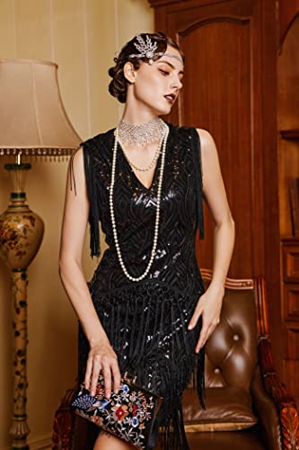 BABEYOND 1920s Flapper Dress Long Fringed Gatsby Dress Roaring 20s Sequins Beaded Dress Vintage Art Deco Dress - Image 4