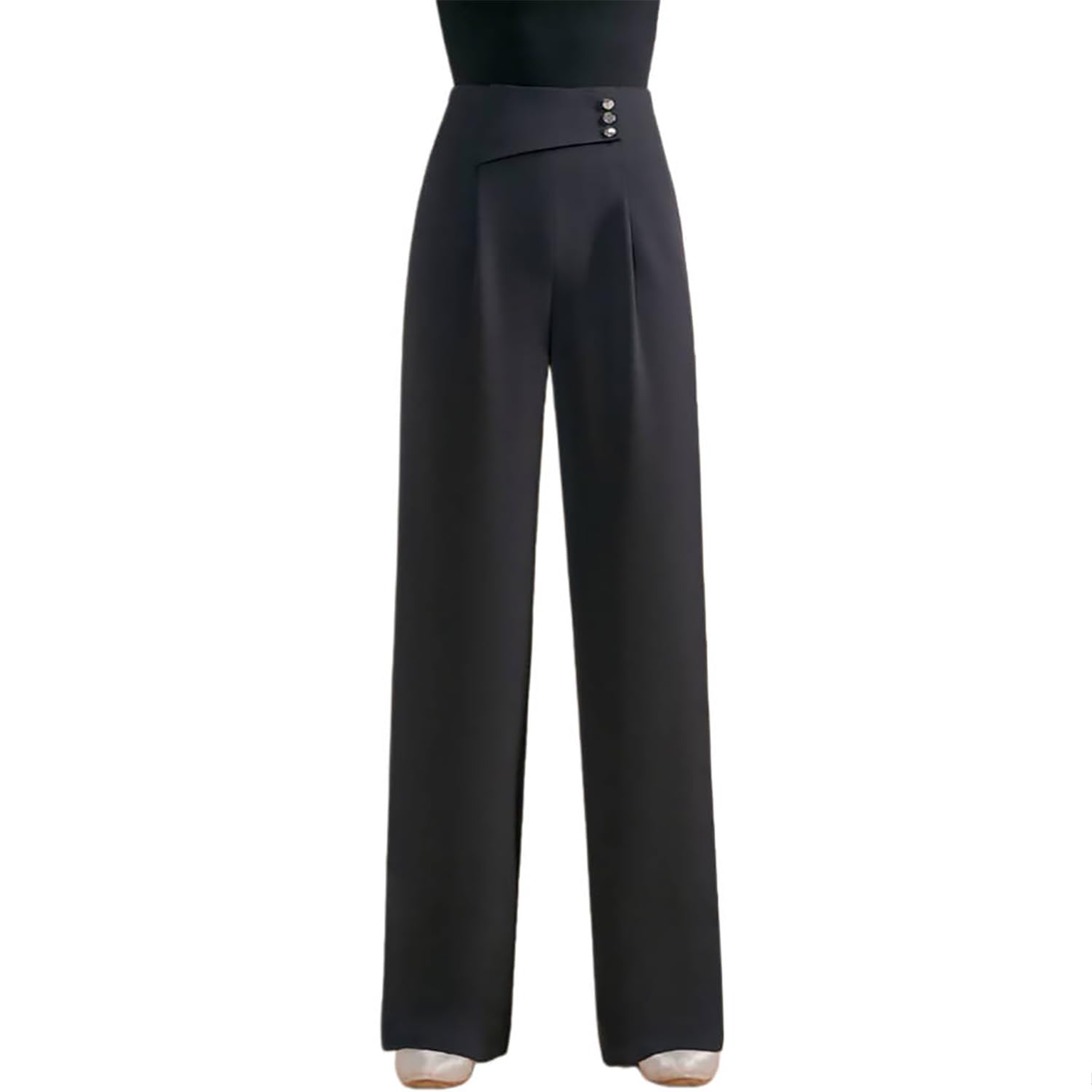 Pantalón Ancho Baile Latino Y De Salón para Mujer Adulto Pantalón Largo Recto Tango Ropa De Baile Estándar Práctica Liso Y Fluido