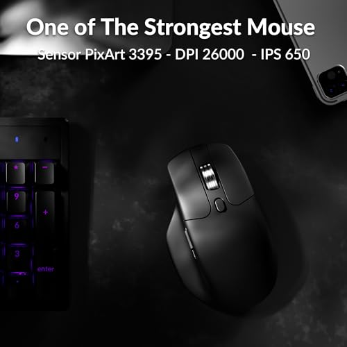 Image of Keychron M6 Silent Wireless Gaming Mouse, 1000Hz Polling, Bluetooth 5.1 /2.4GHz /Wired, PixArt 3395 Optical Sensor up to 26,000 DPI, Lightweight 78g, Programmable, for Windows /Mac /Linux - Black