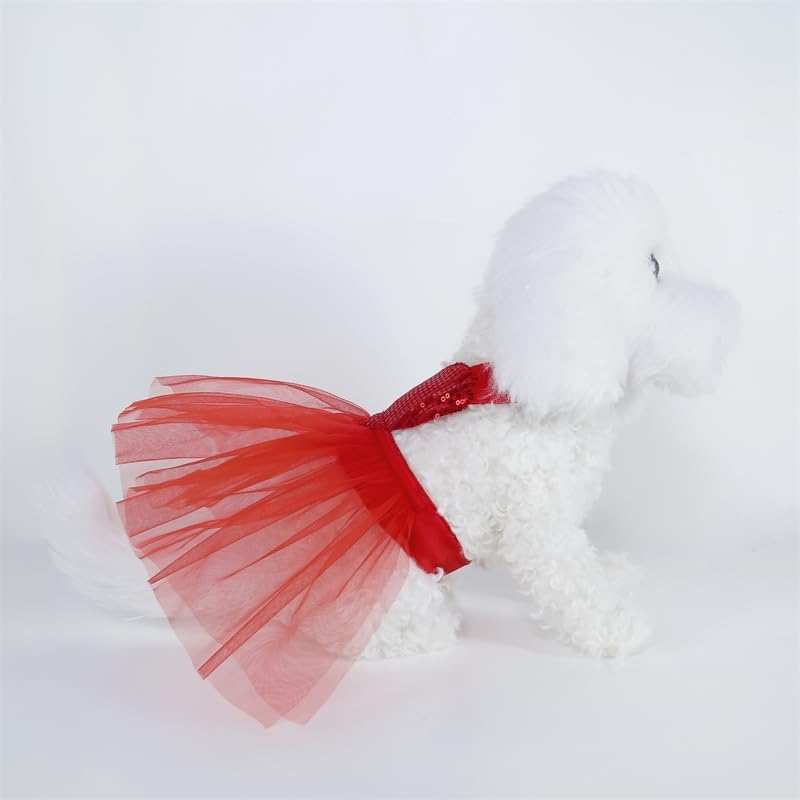 Dog Sweat Heart Red Outfit Clothes Female Girl Small Puppy Birthday Sweat Dress Size XS S M L XL
