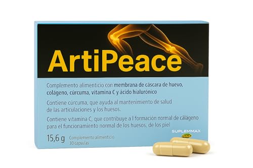 ArtiPeace – Antiinflamatorio y Antioxidante Natural con Colágeno, Cúrcuma, Ácido Hialurónico, Vitamina C y Membrana de Cáscara de Huevo – Apoyo para Articulaciones, Huesos y Piel – 30 Cápsulas