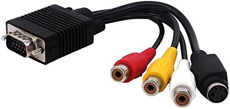 Yilan Premium VGA 15 Pin Male to TV Converter S-Video + 3 RCA Out Cable Adapter Wire Cord for TV PC Computer AV Projector