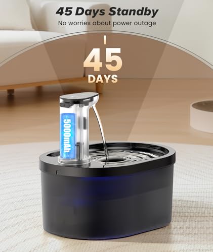 Fonte de água sem fio para gatos, fonte de água para animais de estimação operada por bateria de 3 l