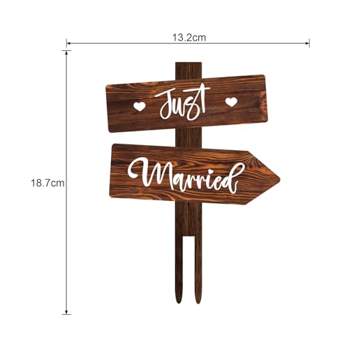 Décoration gâteau mariage rustique Just Married bois stable et léger - 3