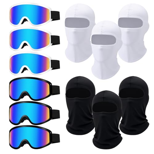 Image of Chicingyou 6 Set Ski Goggles with Masks, Motorcycle Dirt Bike Atv Motocross Goggles UV Protection Dustproof for Men Women