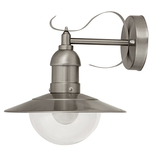 raba Lux, Oslo - Lámpara de pared, metal, 60 Watts, E27, 28 x 24 x 28 cm, metal plástico, acero inoxidable, E27, 60 wattsW Cover