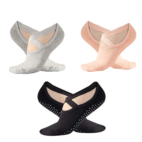 3 pares de meias antiderrapantes para ioga IMIKEYA para Pilates Pure Barre Ballet Dance Barefoot Wor