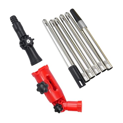 ZYKEJJDDAK Pulitore per grondaie, pali da 1,7 m, con testa intercambiabile, struttura in metallo per foglie, detriti, grondaie, strumento di pulizia con adattatori