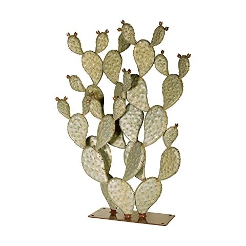 Desert Steel Pricky Pear Cactus - Indoor/Outdoor Metal Yard Art & Yard Decor, All Weather, Large (42" H x 28" W x 9" D) Cover