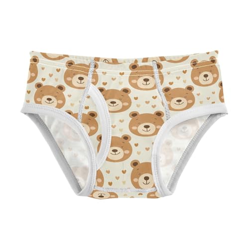 visesunny Boys Potty Training Underwear Cute Brown Bear Heart Breathe Cotton Briefs Size 2T-8Y for Toddler