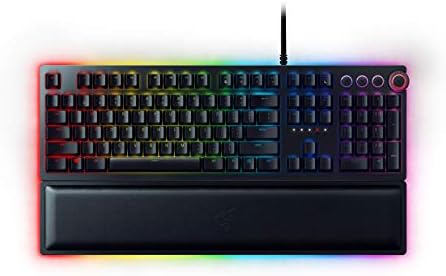 Razer Huntsman Elite - Mechanical Gaming Keyboard (Premium Keyboard with Linear Opto-Mechanical Switches, Functional Rotary Control, Illuminated Palm Rest, RGB Chroma Lighting) US Layout