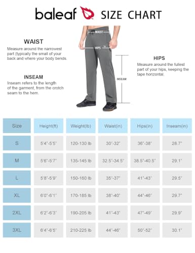Image of baleaf Men's Fleece Lined Water Resistant Pants Winter Thermal Sweatpants with Zipper Pockets Warm Open Bottom
