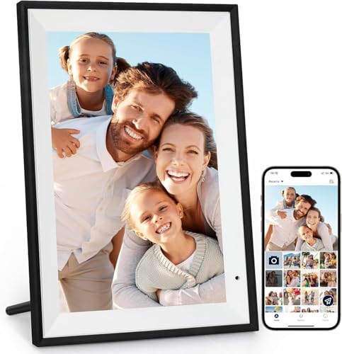 Digital Picture Frame 10.1 Inch Digital Photo Frame with 32GB Storage, 1280 * 800 IPS FHD Touchscreen, WiFi Smart Frame Share Photos and Videos Instantly from Anywhere via AiMOR App
