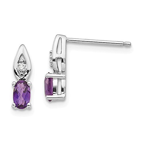 14k White Gold Purple Amethyst Diamond Post Stud Earrings Drop Dangle Birthstone February Fine Jewelry For Women Gifts For Her