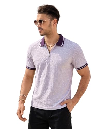 Image of TAGDO Men's Chain Jacquard Polo T Shirt | Half Sleeve | Comfortable Fit Wear | Stylish Casual Look | Breathable Feel |Modern Style | Easy Movement | Everyday Wear (Polo)