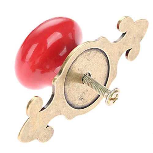 Marstree 2 In 1 Vintage Ceramic Drawer Cabinet Knobs And Pulls For Diy Home Furniture Cabinet Dresser Cupboard Bin Door Handles, Pack Of 8 (Red-Bronze) #TOP5
