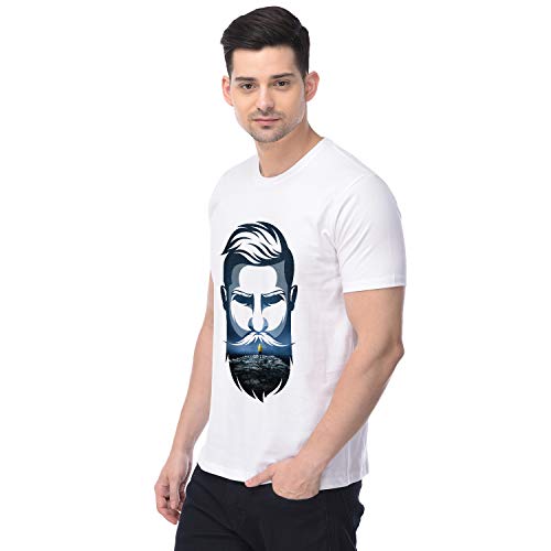 Image of Bearded - Born Bearded Men's & Women's Boys & Girls Kids 100% Cotton Graphic Printed Round Neck Half Sleeves Regular Fit T- shirt for Born Bearded Merchandise for True Fans - White - Pack of one