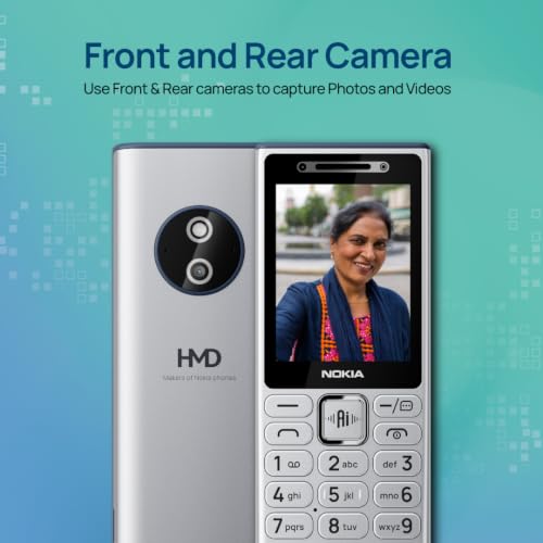 Image of Nokia 210 4G DS Keypad Mobile Phone | Video Calling & Chatting via Xpress Chat Compatible with Smartphones | Dedicated AI Button | Long Lasting Battery| Cloud Phone Apps | 1‑Year Replacement | Silver