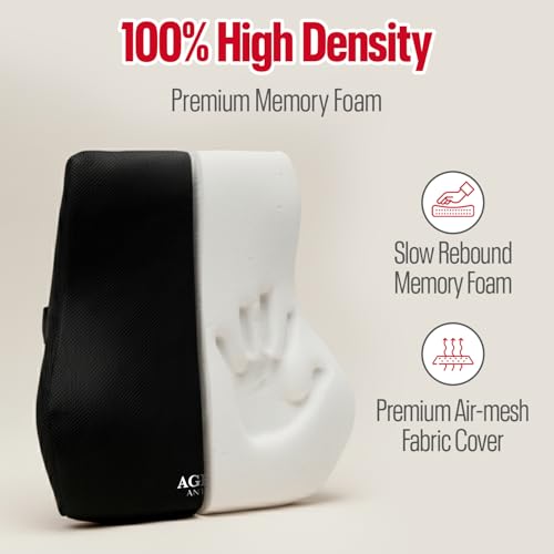 Image of AGEasy (Max Group Lumbar Back Support | Orthopedic Lumbar Support for Back Pain Relief | High Density Memory Foam (Black)