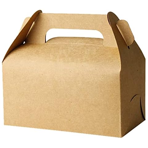 Lorpect Treat Boxes 30 Pack Brown Kraft Paper Gable Gift Boxes - Goodies Favor Box for Kids' Birthday Party, Wedding, Baby Shower (big, yellow) Cover