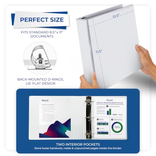 Image of Samsill Durable 2 inch 3 Ring Binder, D Ring Binder, 100% Recycled Chipboard, White, 12 Pack
