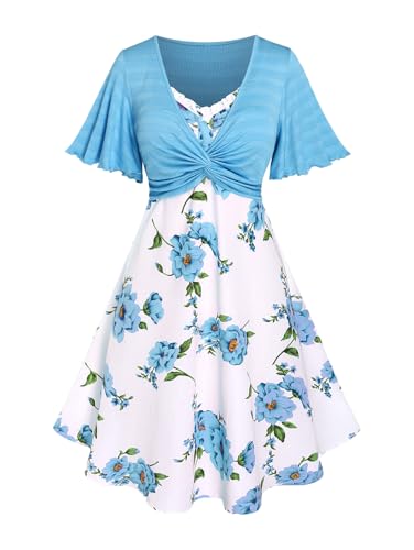 Image of Rosegal Plus Size Women Cottagecore 2PC Floral Sundress Set