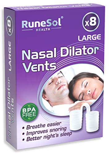Runesol Dilatadores Nasales, 8 x Claro Grande, Antironquido Dilatador Nasal Silicona, Anti Ronquidos para Dormir, Antironquidos Soluciones, Cosa para no Roncar, Anti Ronquido Dispositivo de Noche