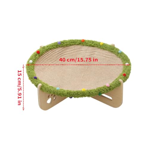 Hamaca de sisal para gatos con marco de madera elevada y tabla rascadora duradera 3