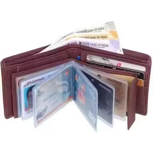 Image of Men's Leather Wallet Bifold Slim Design with Multiple Card Slots, Cash Compartment and Compact Pocket Friendly Wallet for Everyday Use (Maroon)
