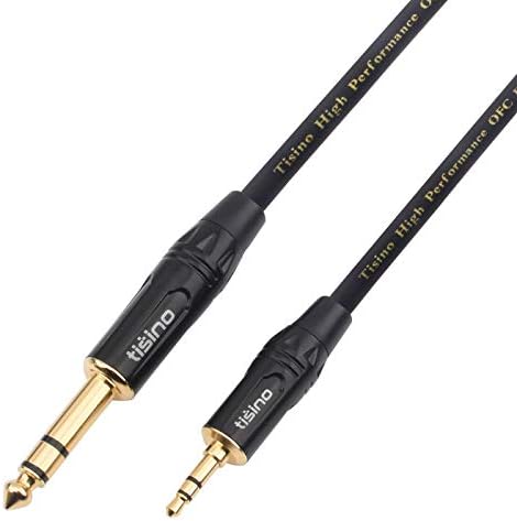 DISINO 1/8 to 1/4 Stereo Cable, Heavy Duty 3.5mm Mini Jack TRS to 6.35mm Jack TRS Audio Interconnect Path Cord Lead - 3.3 feet