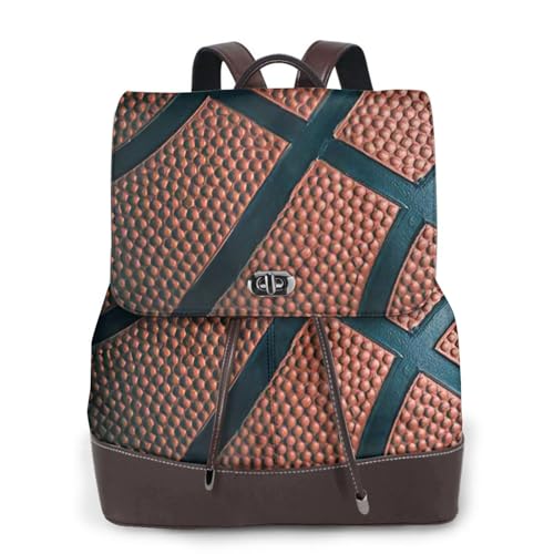 Sac à dos en cuir noir imprimé basket-ball EdWal pour ordinateur