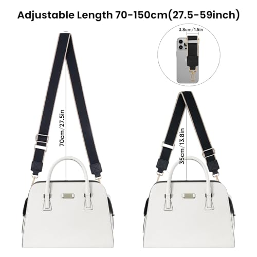 Image of Purse Strap Wide Replacement Crossbody Bag Straps, 1.5 inch Canvas Handbag Shoulder Strap, Adjustable Tote Belt (1.5 inch Black /Gold Buckle)