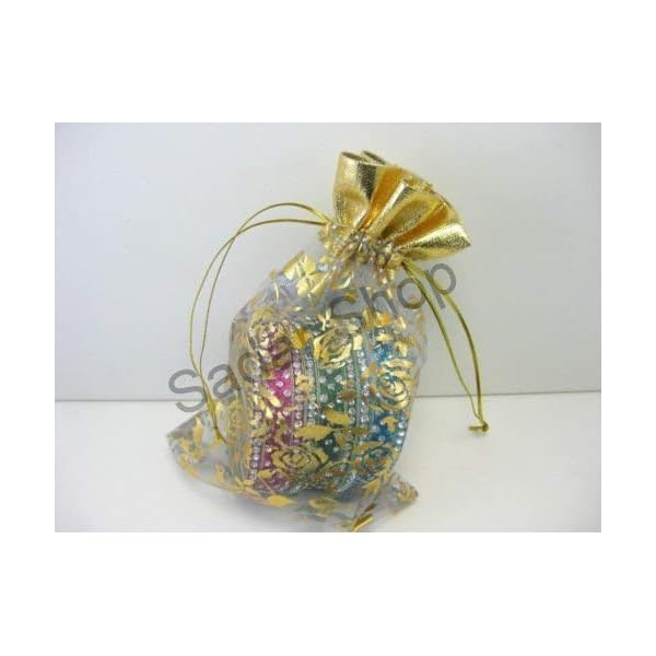 sadar shop 3.5 x 5 Multi colors (pack of 50) organza pouches wedding party candy silver coin potli pouch bag - Image 3