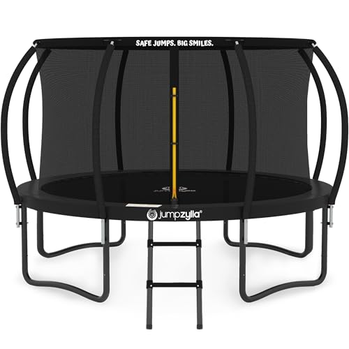 JUMPZYLLA Trampoline 8FT 10FT 12FT 14FT 15FT 16FT Trampoline with Enclosure - Recreational Trampolines with Ladder and AntiRust Coating, ASTM Approval Outdoor Trampoline for Kids