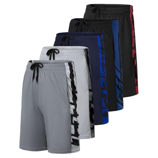 Men's Mesh Active Wear Athletic Basketball Essentials Performance Gym Soccer Running Summer Fitness Quick Dry Wicking Workout Clothes Sport Shorts - Set 2-5 Pack, XL