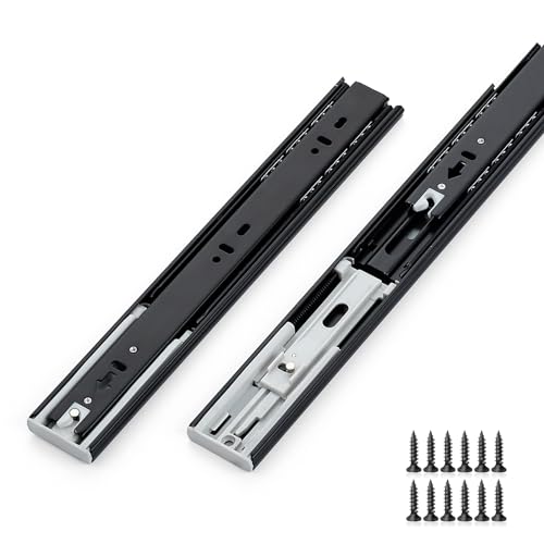 10 Pairs Soft Close Heavy Duty Metal Ball Bearing Full Extension Dresser Drawer Slides - 12 Inches, Side Mount, 500 lbs, Black