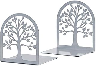 MAXFOUNDRY Bookends Silver, Book Ends, Tree of Life Bookends, Bookends for Shelves, Book
