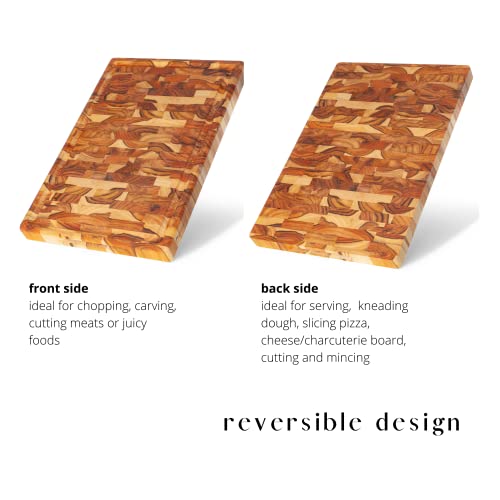 Erreke End Grain Teak Wood Cutting Board, High Durability Big Size, Juice Groove, Chopping Or Serving Meat Cheese Bread (17.5X12X1.3 Inches) #TOP1
