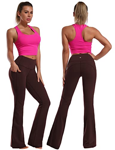 Image of BUBBLELIME 29 inch /31 inch /33 inch /35 inch /37 inch Women High Waist Bootlegs Yoga Pants Tummy Control Bootcut Workout Flared Out Pockets