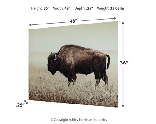 Signature Design By Ashley A8000289 Brutus Rustic Glass American Bison Canvas Wall Art thumb #3